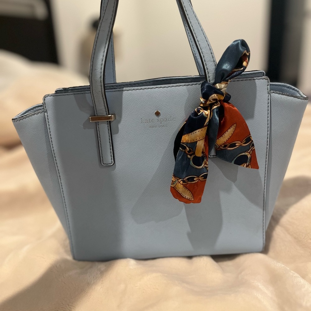 Kate Spade Light Blue Tote with Scarf Accent